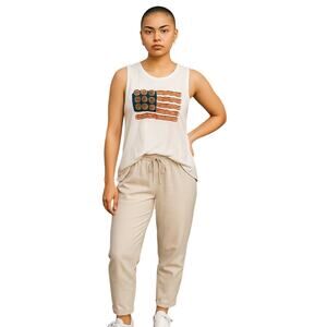 New Kid Dangerous Donut + Bacon American flag Graphic Muscle Tank Size Large